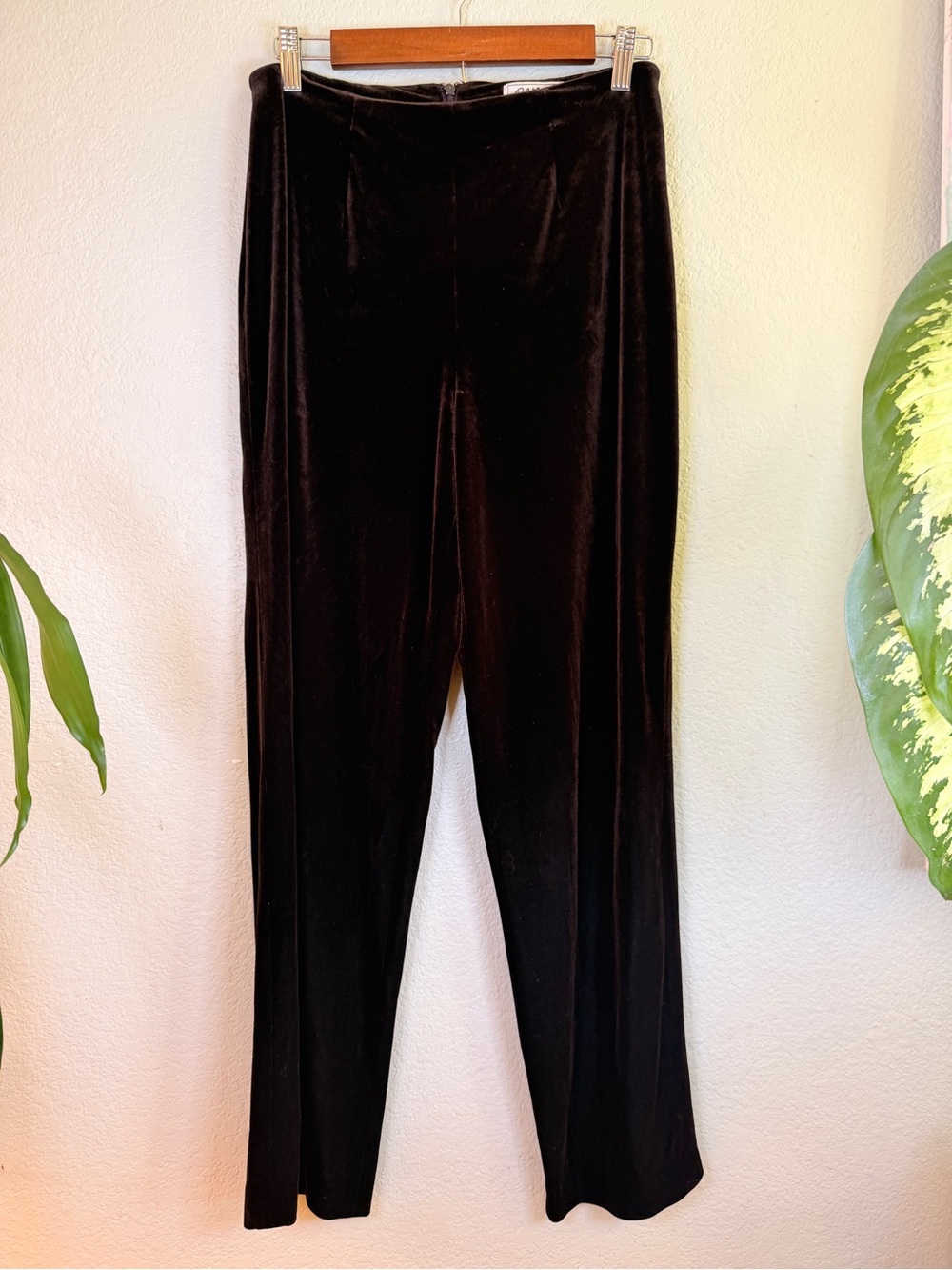 Bob Mackie Chocolate Brown Velvety Wide Leg Festive Stretchy Holiday Pants 8